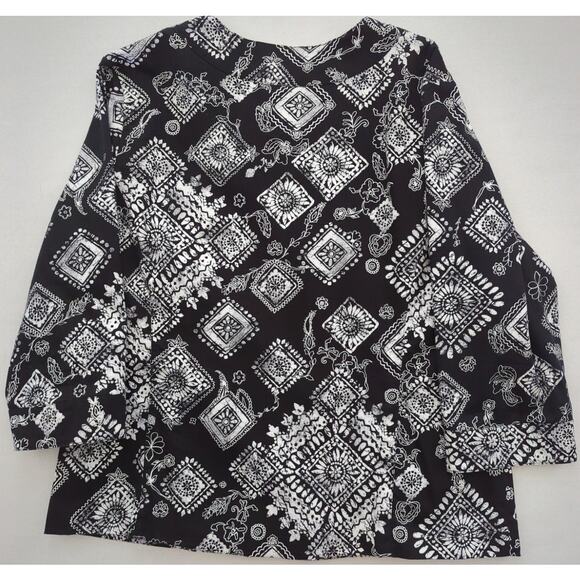 Coldwater Creek Black & White Lined Button Up 3/4 Sleeve Jacket Women's size 18W - Picture 7 of 8